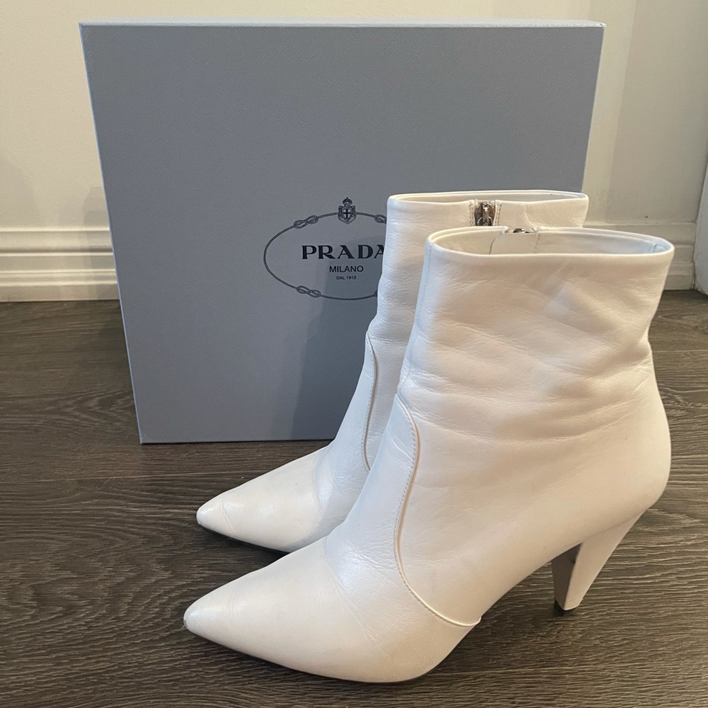 Prada white leather booties - size 40